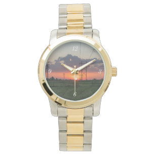 Powerline Sunset Landschap Horloge