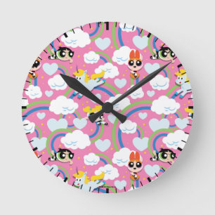 Powerpuff Girls & Donny Rainbow Pattern Ronde Klok