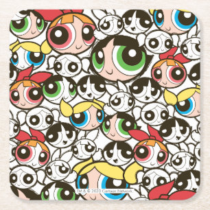 Powerpuff Girls Face Pattern Vierkante Kartonnen Onderzetter