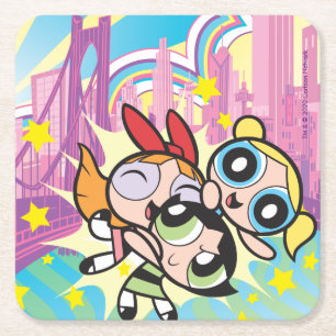 Powerpuff Girls Rule Vierkante Kartonnen Onderzetter