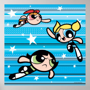 Powerpuff Girls Star Pattern Poster