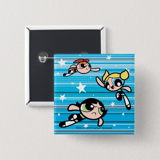 Powerpuff Girls Star Pattern Vierkante Button 5,1 Cm (Voorkant /achterkant)