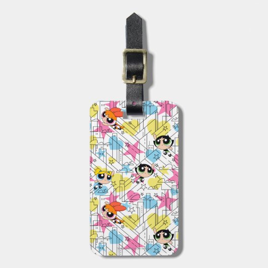Powerpuff Girls Townsville Pattern Bagagelabel (Voorkant verticaal)