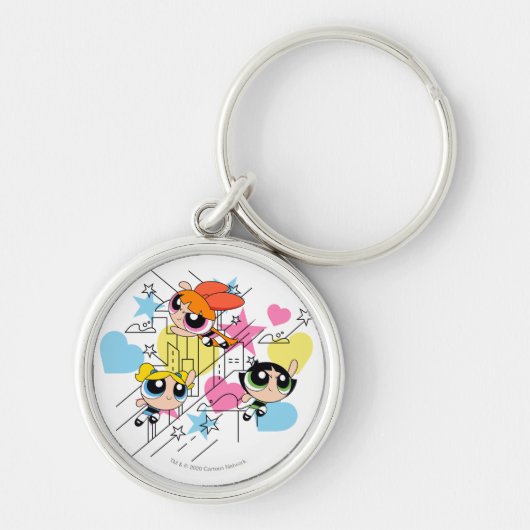 Powerpuff Girls Townsville Pattern Sleutelhanger (Voorkant)