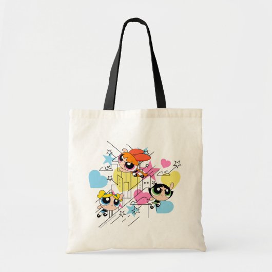 Powerpuff Girls Townsville Pattern Tote Bag (Voorkant)