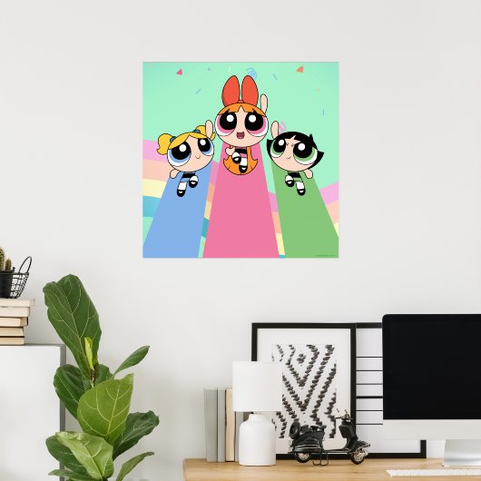 Powerpuff Girls vliegen hoog Poster (Thuiskantoor)