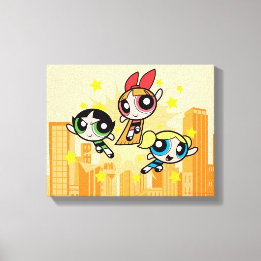 Powerpuff-meisjes redden de dag canvas afdruk (Voorkant)
