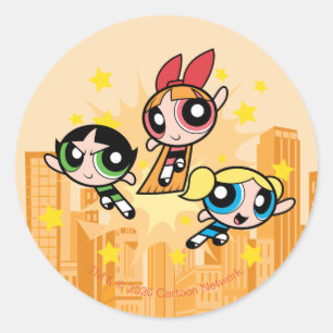 Powerpuff-meisjes redden de dag ronde sticker