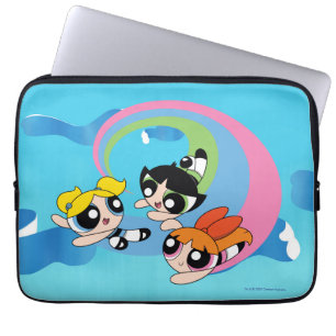 Powerpuff-meisjes vliegen door de lucht laptop sleeve