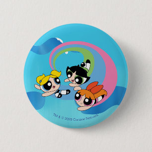 Powerpuff-meisjes vliegen door de lucht ronde button 5,7 cm