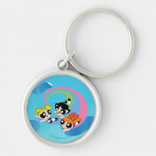 Powerpuff-meisjes vliegen door de lucht sleutelhanger
