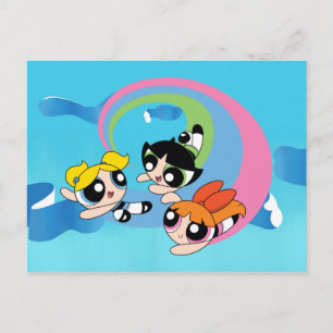Powerpuff-meisjes vliegen door de lucht uitnodiging briefkaart