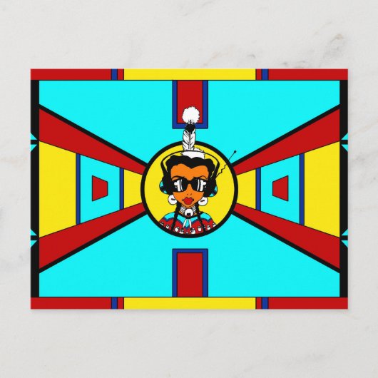 Powwow Girl - design van het kunstwerk Briefkaart (Voorkant)