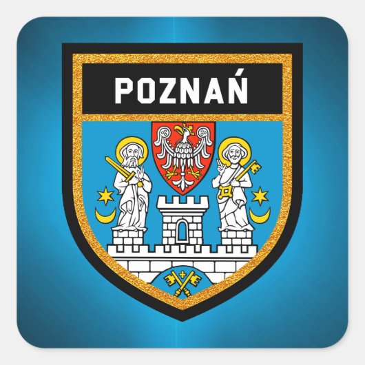 Poznań Flag Vierkante Sticker (Voorkant)