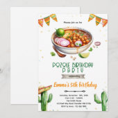 Pozole Birthday party Invitation Kaart (Voorkant / Achterkant)