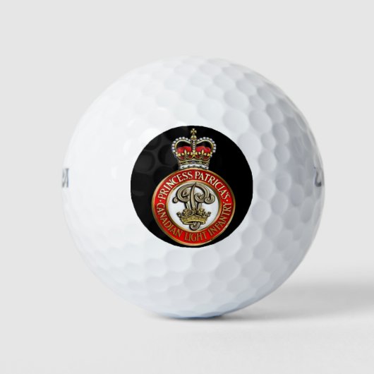 PPCLI Cap Badge Black Background Golfballen (Voorkant)
