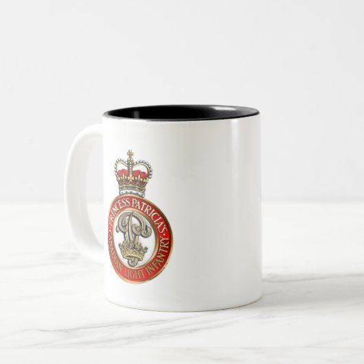 PPCLI-Pet badge op witte achtergrond Tweekleurige Koffiemok (Voorkant links)