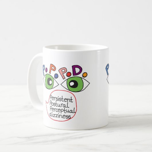 PPD-bewustzijnsbalans stoornis duizeligheid mok (Voorkant links)