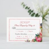 PPInk Roses Floral Striped Wedding Carte RSVP (Debout devant)