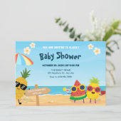 PPlayful summer beach cartoon fruit baby shower Kaart (Staand voorkant)