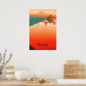Praag, bruggen, oldtimers poster (Keuken)