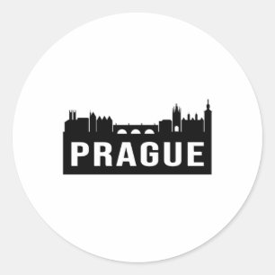 Praag City CityScène Skyline Reizen Grappig cadeau Ronde Sticker