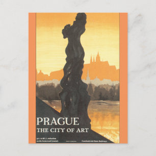 Praag de stad Art Vintage Travel Poster Briefkaart