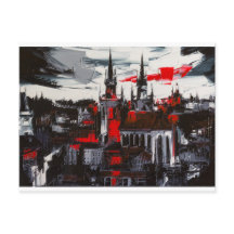 Praag. Een uitzicht van het venster