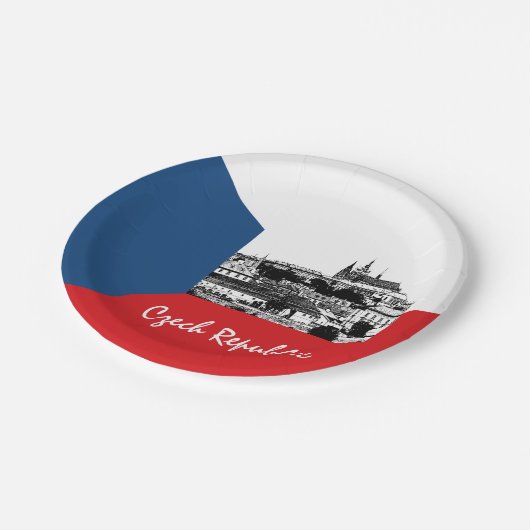 Praag en Tsjechische vlag - historisch Tsjechisch/ Papieren Bordje (Gekanteld)