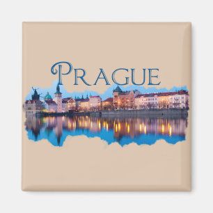 Praag: Evening Skyline Magneet