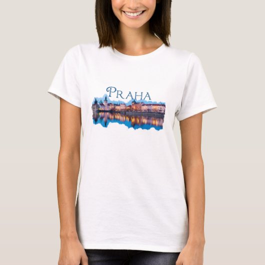 Praag: Evening Skyline T-shirt (Voorkant)