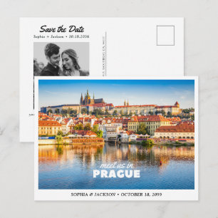 Praag Huwelijk Save the Date Reis Retro Briefkaart