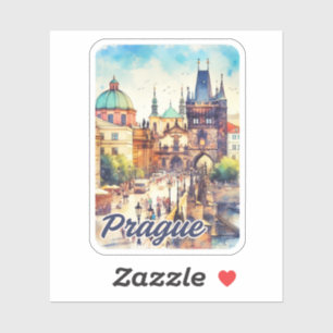 Praag Karelsbrug Tsjechische Waterverf Sticker