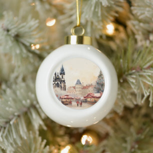 Praag Keramische Bal Ornament