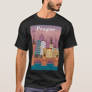 Praag Kleurrijke  Minimal Travel Poster T-shirt