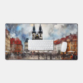 Praag nacht in Tsjechië Bureaumat (Keyboard & Muis)