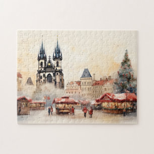 Praag nacht in Tsjechië Legpuzzel