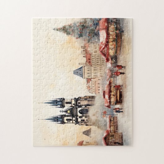 Praag nacht in Tsjechië Legpuzzel (Verticaal)