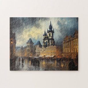Praag nacht in Tsjechië Legpuzzel