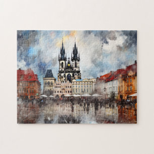 Praag nacht in Tsjechië Legpuzzel