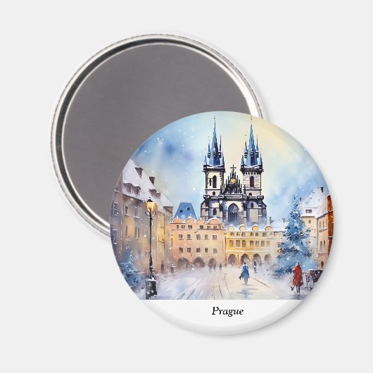 Praag nacht in Tsjechië Magneet (Voorkant / Achterkant)