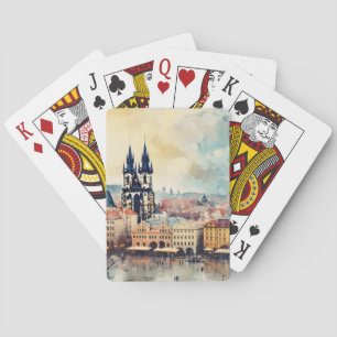 Praag nacht in Tsjechië Pokerkaarten