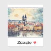 Praag nacht in Tsjechië Sticker (Vel)