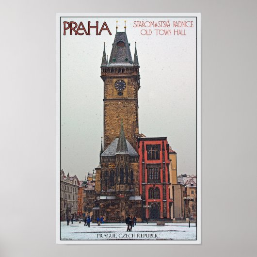 Praag - Old Town Hall Poster (Voorkant)
