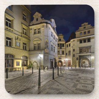 Praag Oude Stad Straat Nacht Harde Plastic Onderze Bier Onderzetter