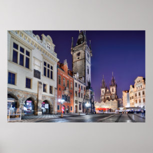 Praag Oude Stadsplein, klokkentoren Poster