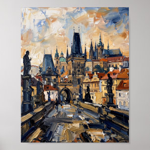 Praag Poster Luxe Abstracte Olie Schildering