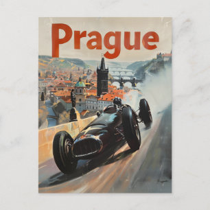 Praag  raceauto briefkaart