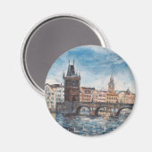 Praag - schilderij van de brug magneet (Voorkant / Achterkant)
