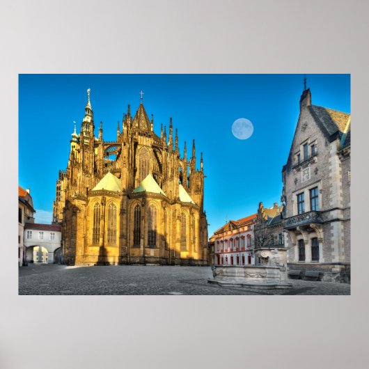 Praag St.Vitus Kathedraal Ochtend Poster (Voorkant)